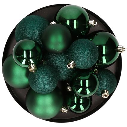 Cosy & Trendy Kerstballen - 6x - donkergroen - mat - glans - glitter