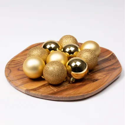 Decoris Kerstballen - 30 ST - goudkleurig - 6 cm - mix 3