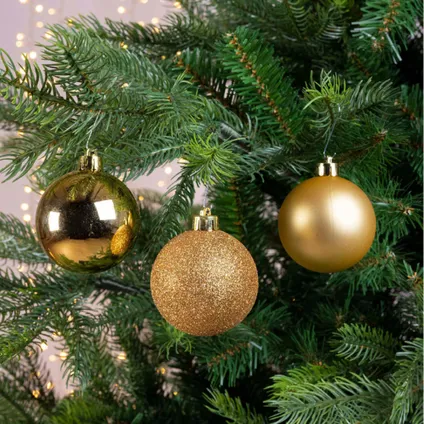 Decoris Kerstballen - 30 ST - goudkleurig - 6 cm - mix 4