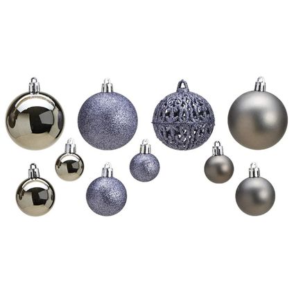 Kerstballen - 100-delig - grijs - kunststof