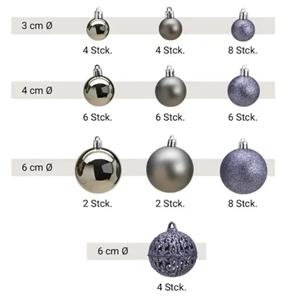 Kerstballen - 100-delig - grijs - kunststof 3