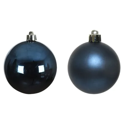 Decoris Kerstballen - 4 ST - donkerblauw - kunststof - 10 cm 2