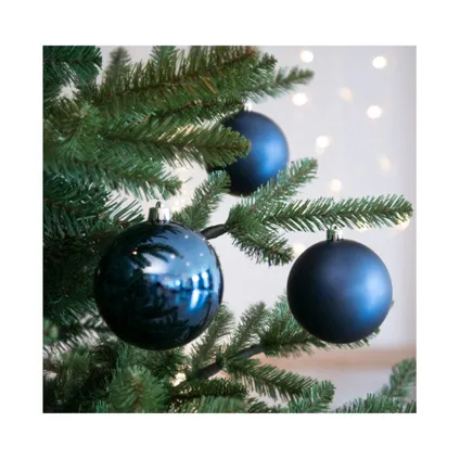 Decoris Kerstballen - 4 ST - donkerblauw - kunststof - 10 cm 3