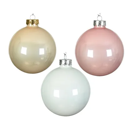 Decoris Kerstballen - 49 stuks - lichtroze/parel/wit - glas - 6 cm 2