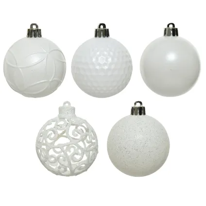 Bellatio decorations Kerstballen - 37 st - mix - wit - 6 cm 3