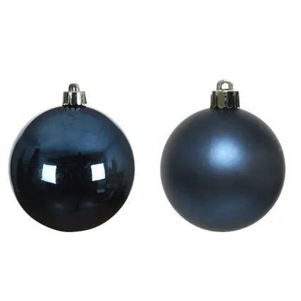 Decoris Kerstballen - 6 st - Donkerblauw - kunststof mat - glans 8cm 2