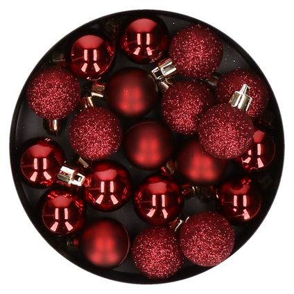Cosy & Trendy Kerstballen - 20 stuks - klein - donkerrood - 3 cm