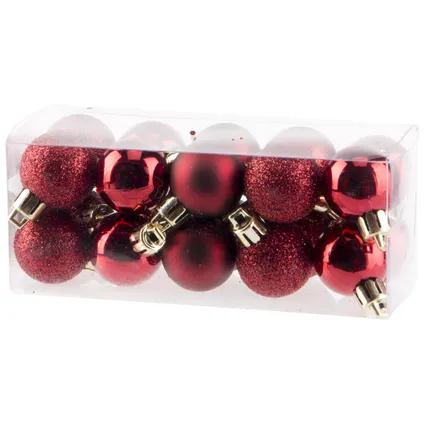 Cosy & Trendy Kerstballen - 20 stuks - klein - donkerrood - 3 cm 2