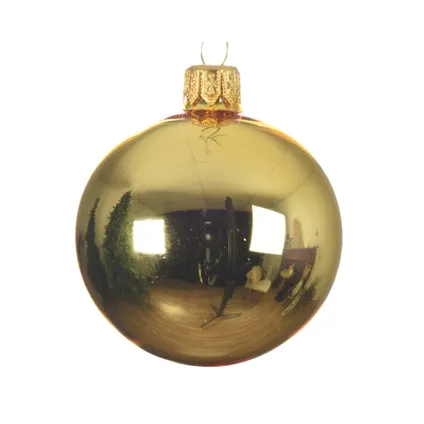 Decoris Kerstballen - 6 ST - goudkleurig - glas - glans - 6 cm 2