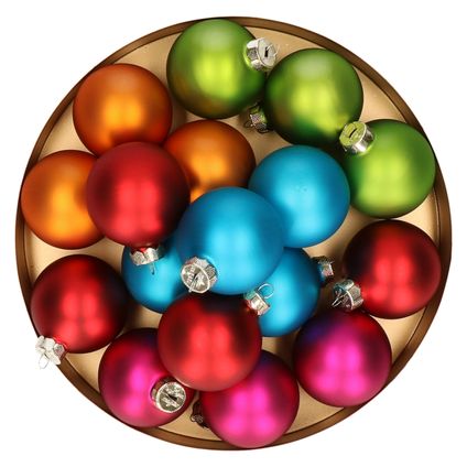 Kerstballen - 20st - glas - gekleurd glans en mat - 6 cm