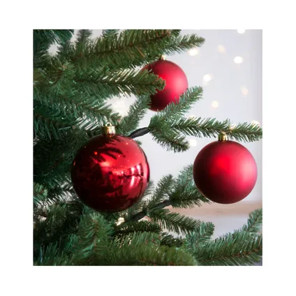 Decoris Kerstballen - 4 ST - rood - kunststof - 10 cm 2