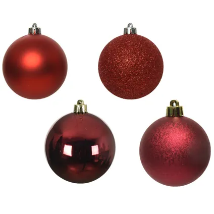 Decoris Kerstballen - 6 cm - donkerrood - 30 stuks 2