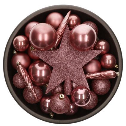 Bellatio decorations Kerstballen - 33 st - oudroze - met piek