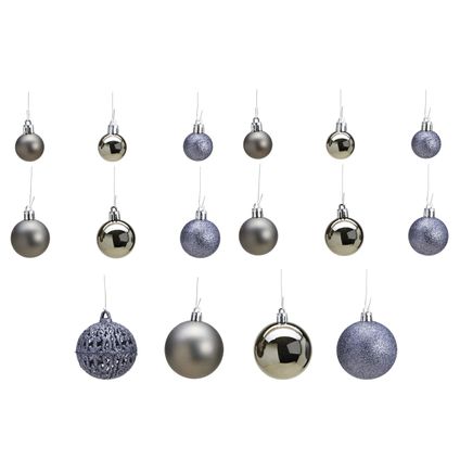 Kerstballen - 50x stuks - kunststof - grijs - glans-mat-glitter - 3-4-6 cm