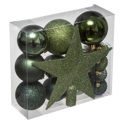 Atmosphera Kerstballen met piek - 17st - kunststof - khaki - 6-7-8cm