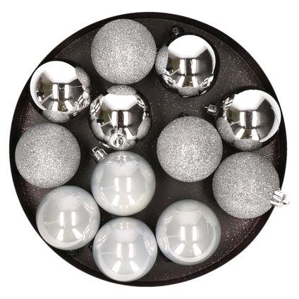 Cosy & Trendy Kerstballen - 12 stuks - zilverkleurig - 6 cm