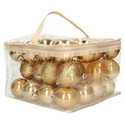 Cosy & Trendy Kerstballen - 48 stuks - goud - in opbergtas - 6 cm 2