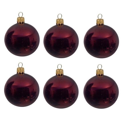 Decoris Kerstballen - 6 ST - donkerrood - glas - 6 cm