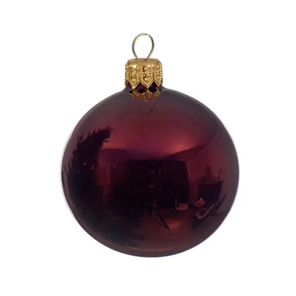 Decoris Kerstballen - 6 ST - donkerrood - glas - 6 cm 2