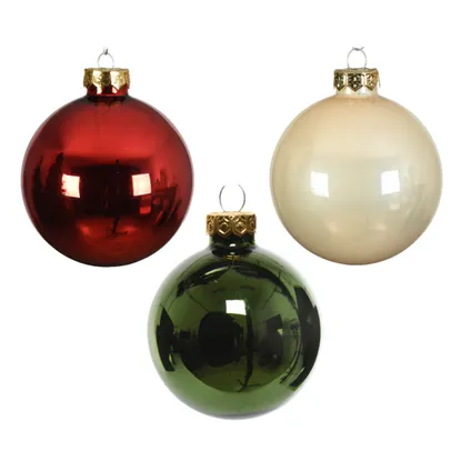 Decoris Kerstballen - 49st - glas - groen-rood-champagne - 6 cm 2