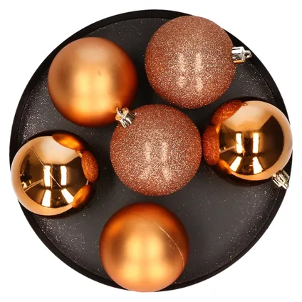 Cosy & Trendy Kerstballen - 6ST - koperkleurig - mat/glans - 8 cm 2
