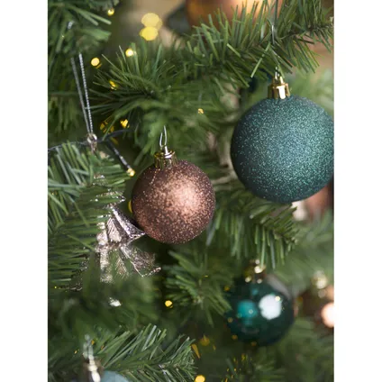 Cosy & Trendy Kerstballen - 6x - donkerbruin - mat - glans - glitter 2