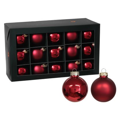 Othmar Decorations kerstballen - glas - 30x - rood - 6 cm