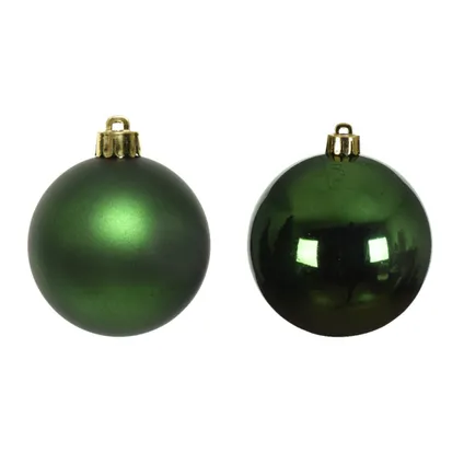 Decoris Kerstballen - 6 ST - donkergroen - kunststof - 8 cm 2