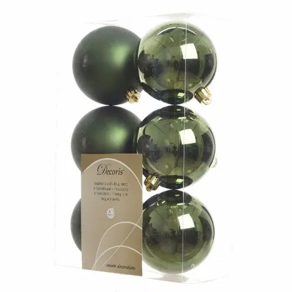 Decoris Kerstballen - 6 ST - donkergroen - kunststof - 8 cm 3