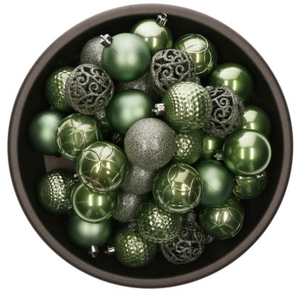 Bellatio Decorations Kerstballen - 37ST - salie groen - 6 cm