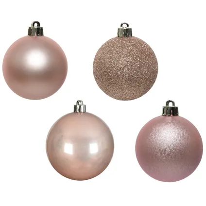Decoris Kerstballen - 6 cm - lichtroze - 30-delig 2