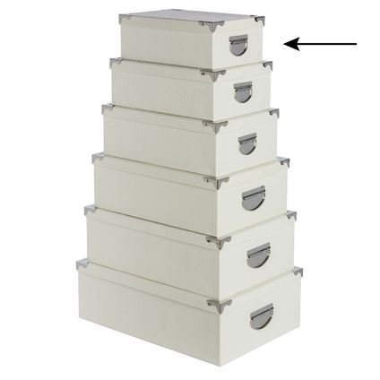 5Five Opbergdoos/box - ivoor wit - L28 x B19.5 x H11 cm - Karton