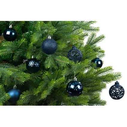 Bellatio decorations Kerstballen - 37ST - donkerblauw - 6 cm 3