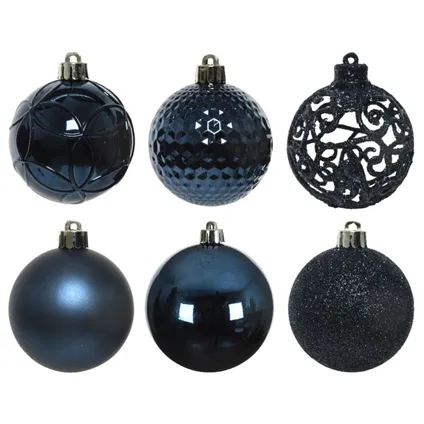 Bellatio decorations Kerstballen - 37ST - donkerblauw - 6 cm 5