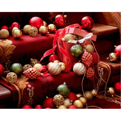 Bellatio Decorations Kerstballen - 37ST- kunststof - goud - 6cm 4