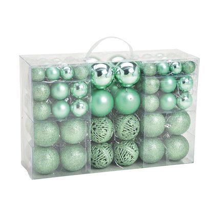 G. Wurm Kerstballen - 100-delig - kunststof - mint groen - 3-4-6 cm