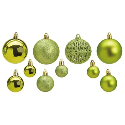 Kerstballen - 50x st - lime groen - kunststof - glans-mat-glitter - 3-4-6 cm 2