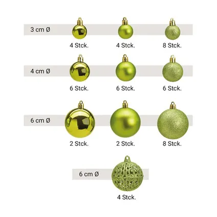 Kerstballen - 50x st - lime groen - kunststof - glans-mat-glitter - 3-4-6 cm 3