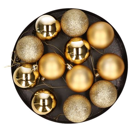 Cosy & Trendy Kerstballen - 12ST - goudkleurig - kunststof - 6 cm