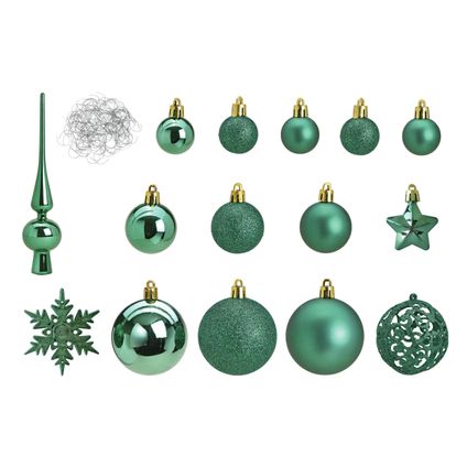 Kerstballen - 110 stuks - met piek - emerald groen - kunststof