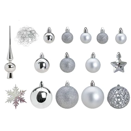 Kerstballen - 110ST - zilver - inclusief piek