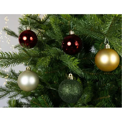 Decoris Kerstballen - 30 ST - rood - groen - goud - 6 cm 2