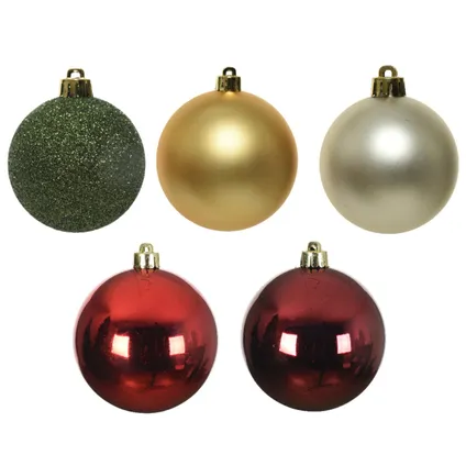 Decoris Kerstballen - 30 ST - rood - groen - goud - 6 cm 3