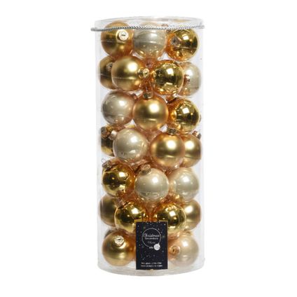 Decoris Kerstballen - 49 stuks - parel/goud - glas - 6 cm