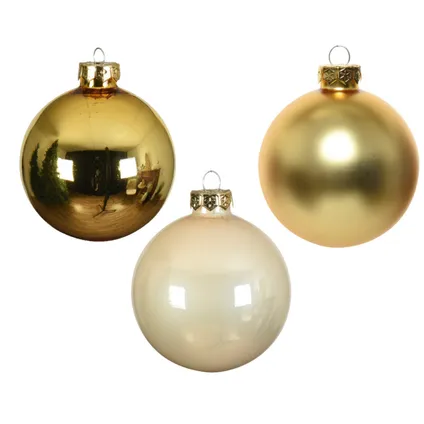 Decoris Kerstballen - 49 stuks - parel/goud - glas - 6 cm 2