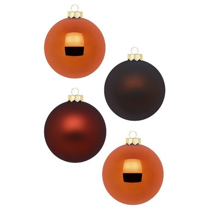 Inge Christmas Kerstballen - 12st - glas - kastanje bruin - 8 cm