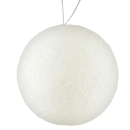 Gerimport Kerstballen - 6 stuks - wit - kunststof - glitters - D8 cm 2