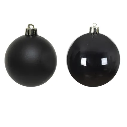 Kerstballen - 10 ST - zwart - glas - 6 cm 2
