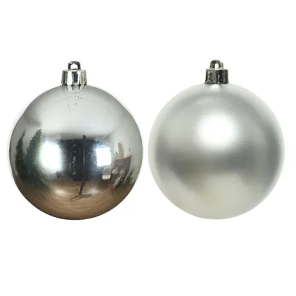 Decoris Kerstballen - 6 stuks - zilver - kunststof mat/glans - 8 cm 3