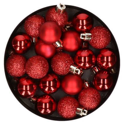 Cosy & Trendy Kerstballen - 20 st - rood - kunststof - 3 cm